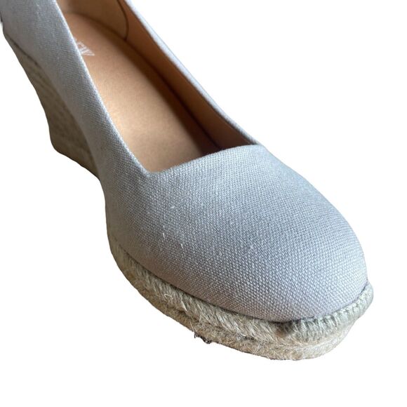 J. Crew Women’s Shoes Size 9.5 Cream Canvas Espadrille Wedges in Flax AL003 - Picture 5 of 11